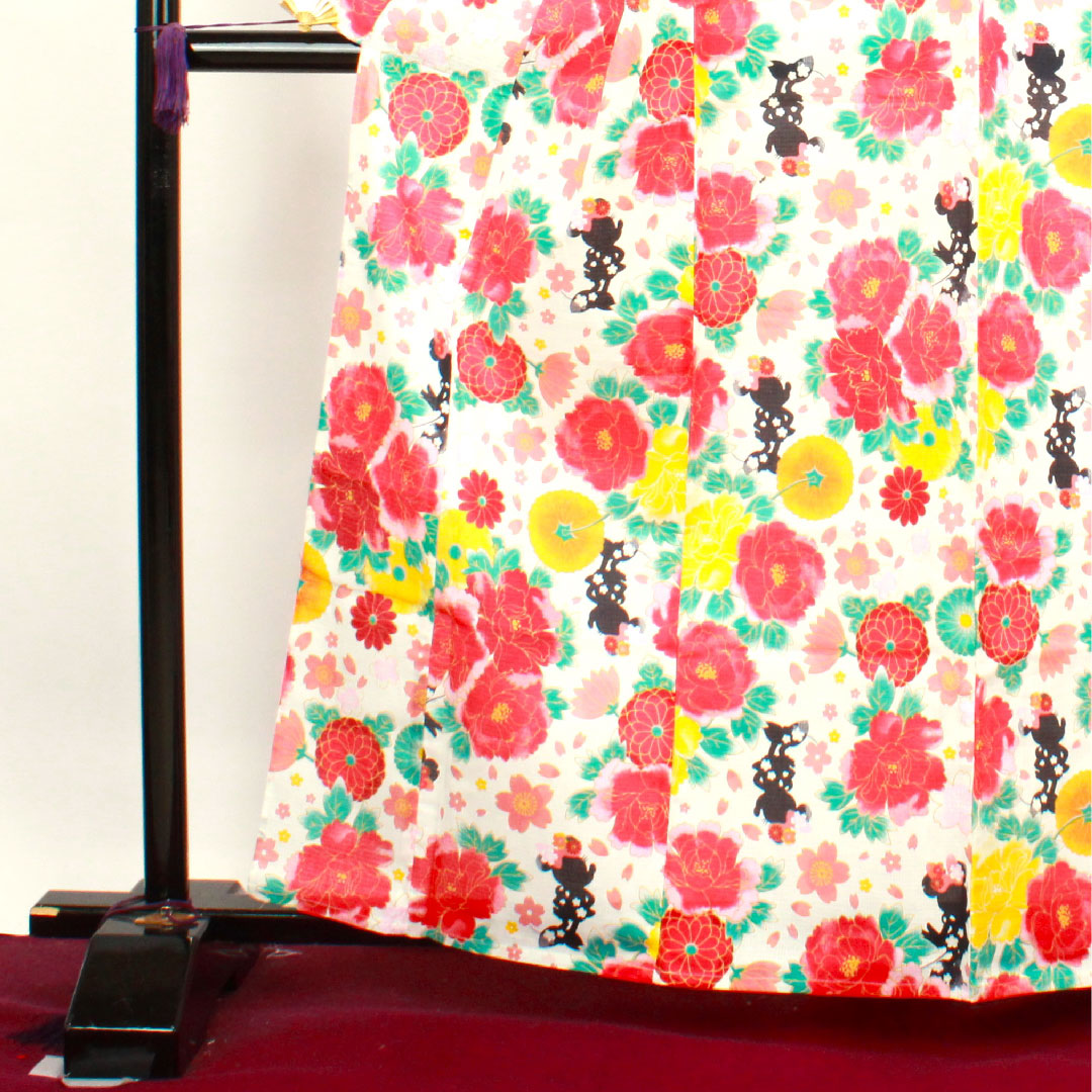 Yukata Disney Minnie Mouse Peony Cherry Blossom Chrysanthemum Cotton S Rank Single Layer Length 162cm Sleeve Length 65.5cm White 1118003902411