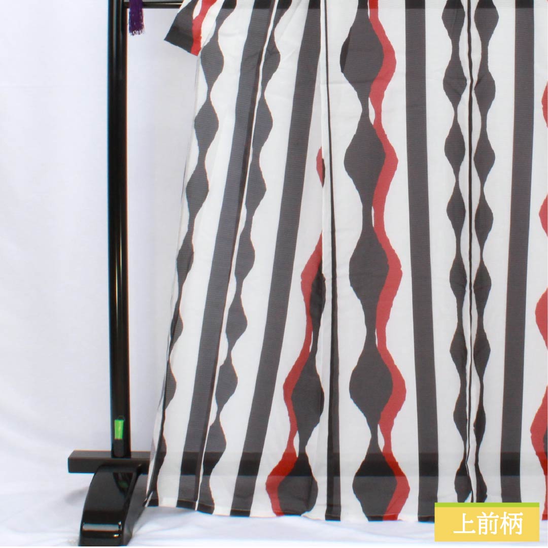(Brand new, unused) Yukata (single-layer kimono) Polyester, Length 166cm, Sleeve Length 65cm, New Rank, White, Geometric Pattern, Tatewaku Pattern, Warp Stripes, Product Number: 1118005721511