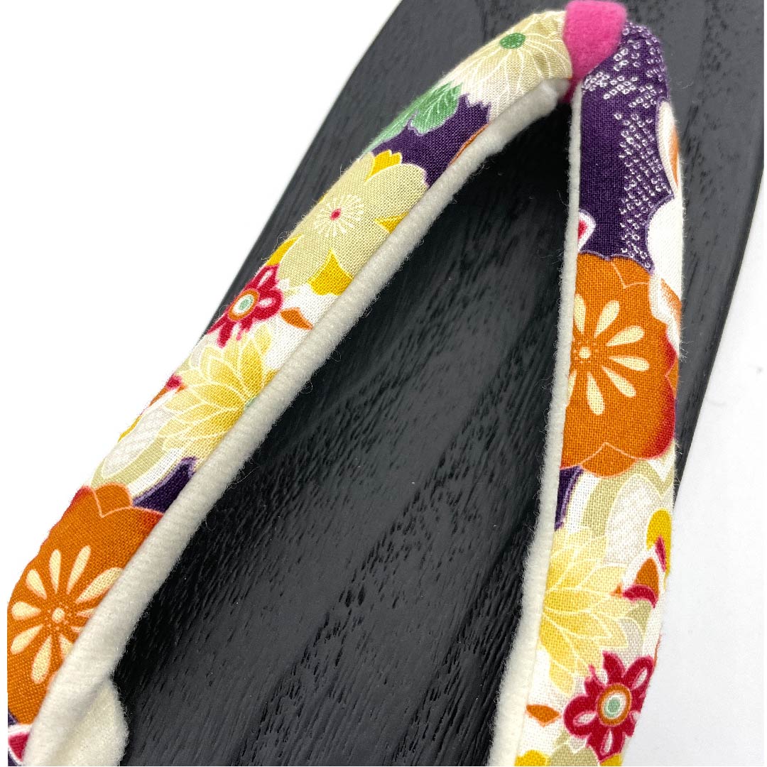 (Brand new, unused) Geta (Japanese clogs) with cherry blossoms, chrysanthemums and plum blossoms, size XL, black, NEW rank, 1122000941510