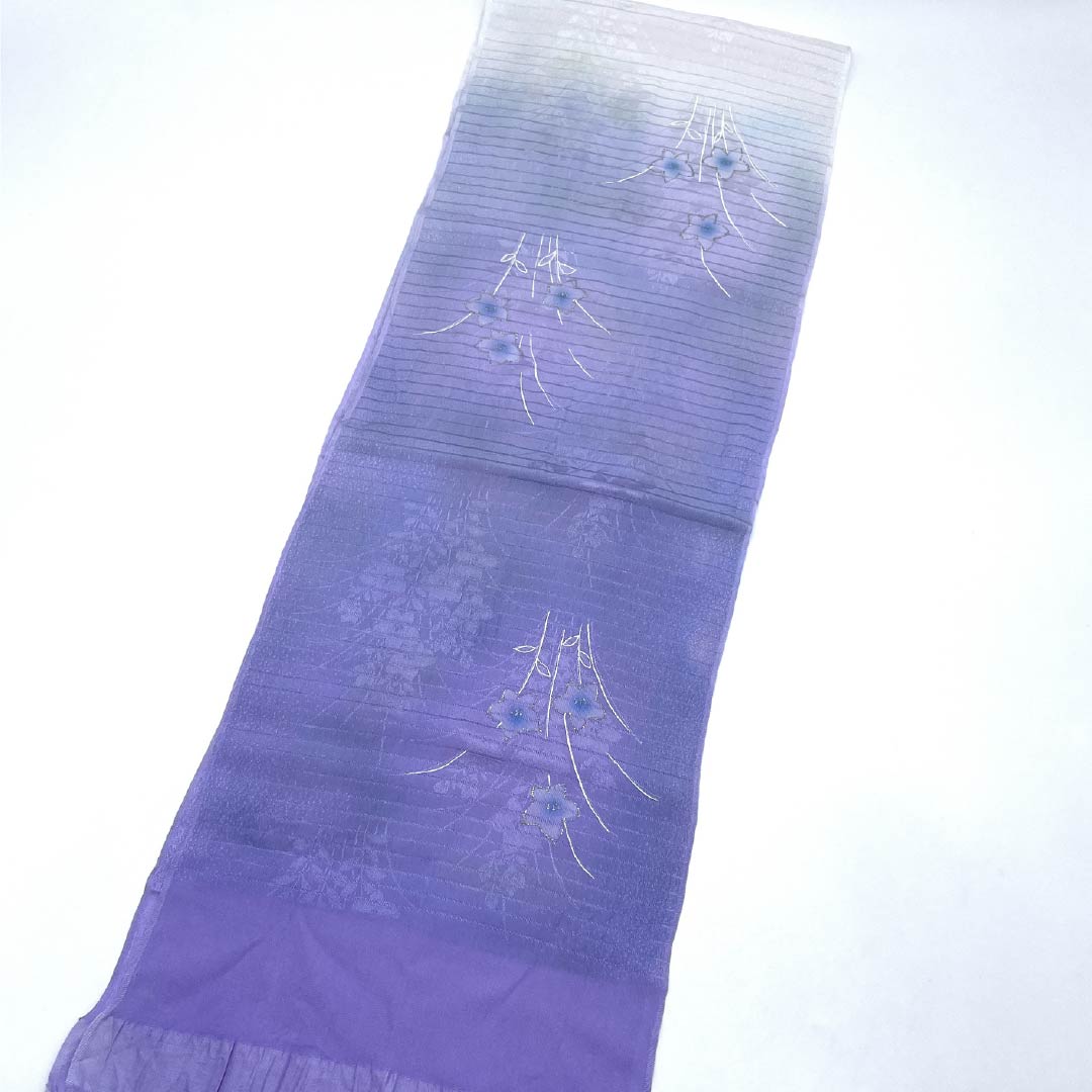 Obiage Silk S-rank Semi-formal Wisteria (fujiiro) Blue-wisteria (aofujiiro) Summer Ro Length approx. 163cm Width approx. 27cm Purple series 1136004742920
