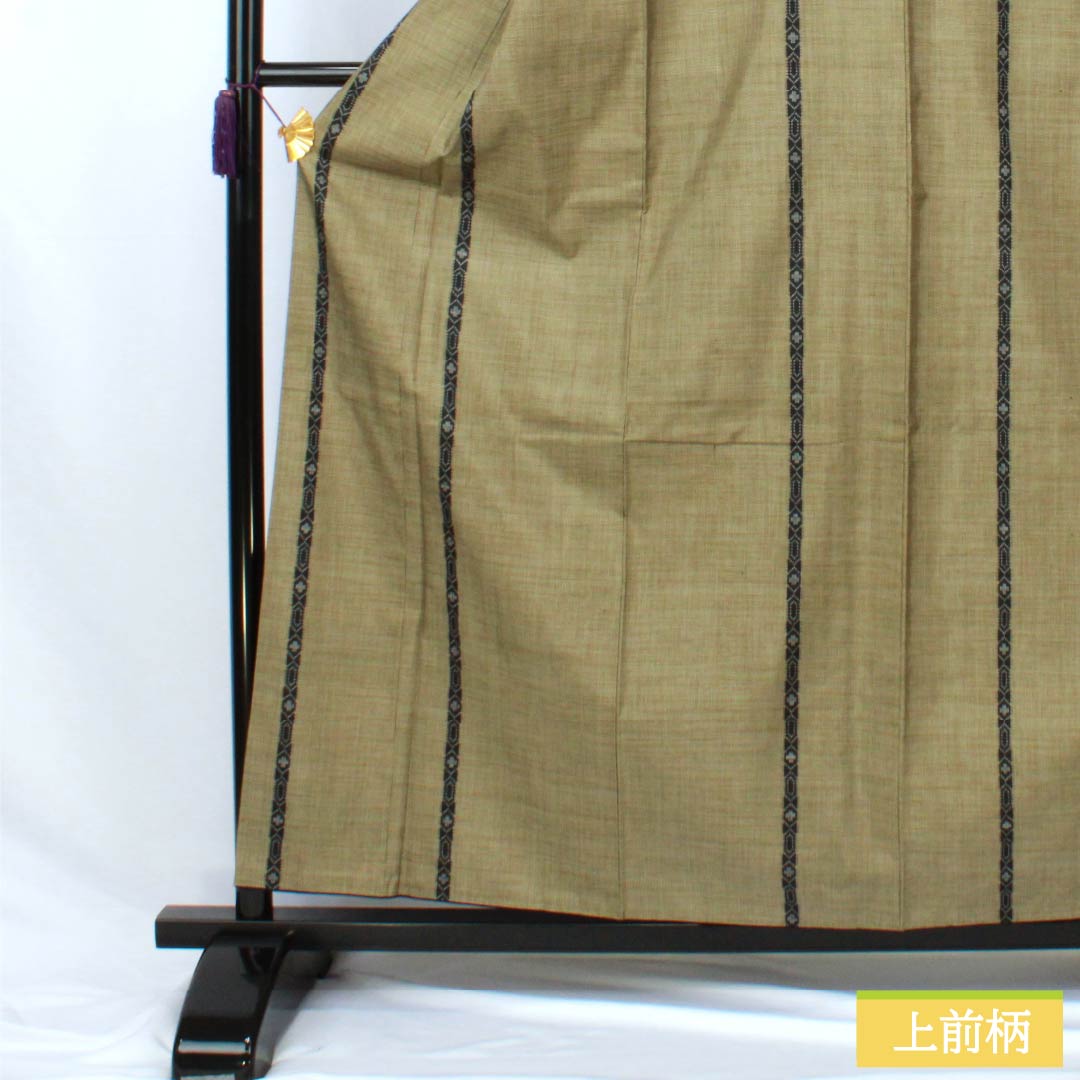 Silk Tsumugi (S-Rank) - Length 160.5cm, Sleeve Length 62cm, Kobichairo (Lustful Brown) - Authentic Oshima Tsumugi, Ichigen Kasuri Pattern, 7 Marks, Lined, Green, Product Number: 1116004522419