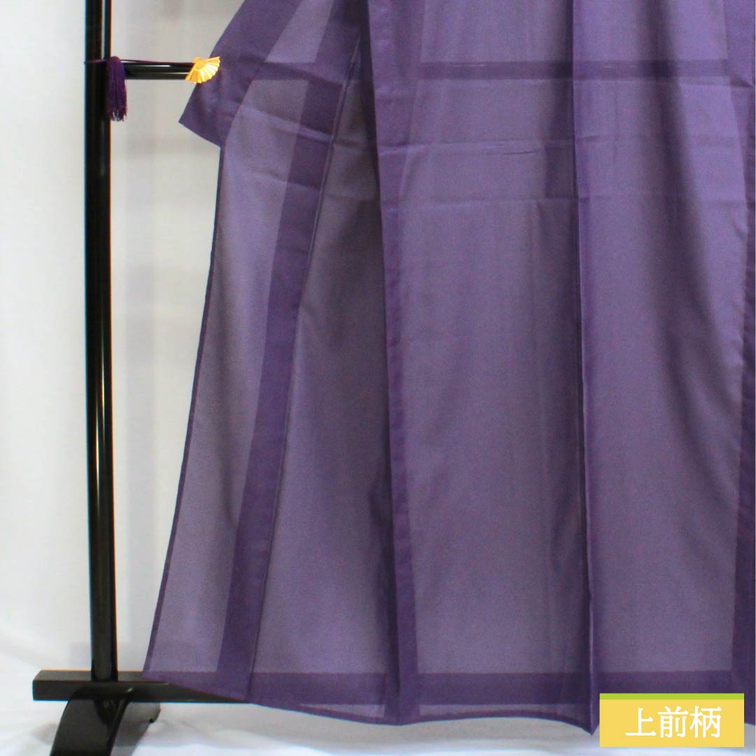 Summer kimono, polyester, plain color, S rank, length 161cm, sleeve length 65.5cm, medium purple (nakanomurasakiiro), washable, pongee, purple, 1132002942420