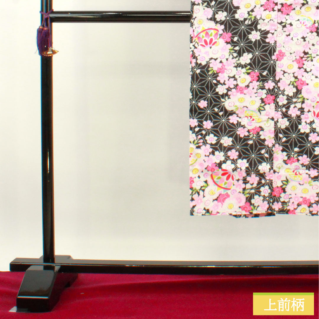 Yukata Cotton Length 137.5cm Sleeve length 61.5cm S rank Single layer Black Cherry blossom Asanoha 1118005032110