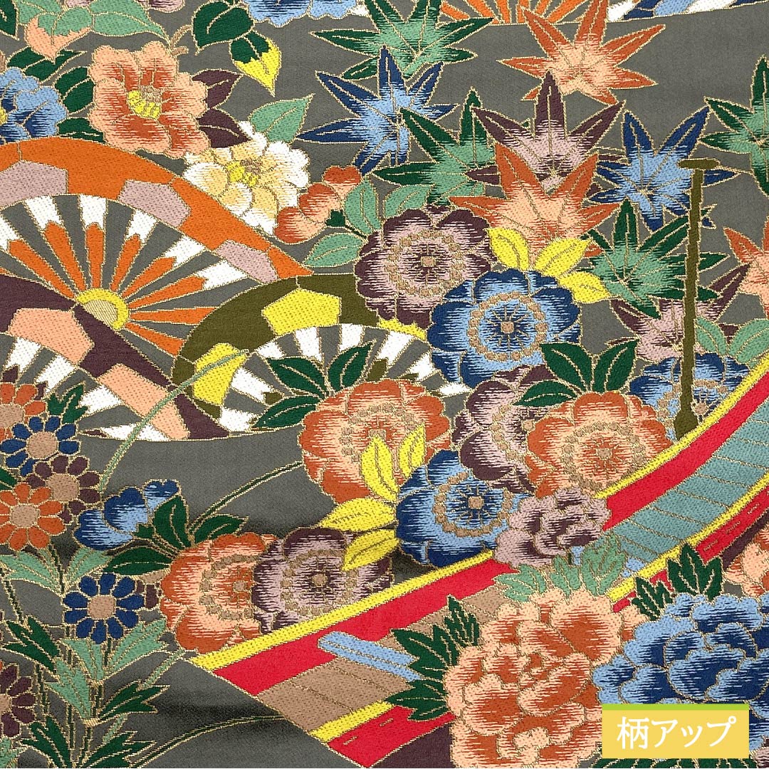 Fukuro Obi (Sash) - Pure Silk - Iron Gray - For Tomesode and Furisode - Shirayaen Oba - Aoi - Obi Length: 436cm - S Rank - Six-way - Formal - Gray - 1123013512322
