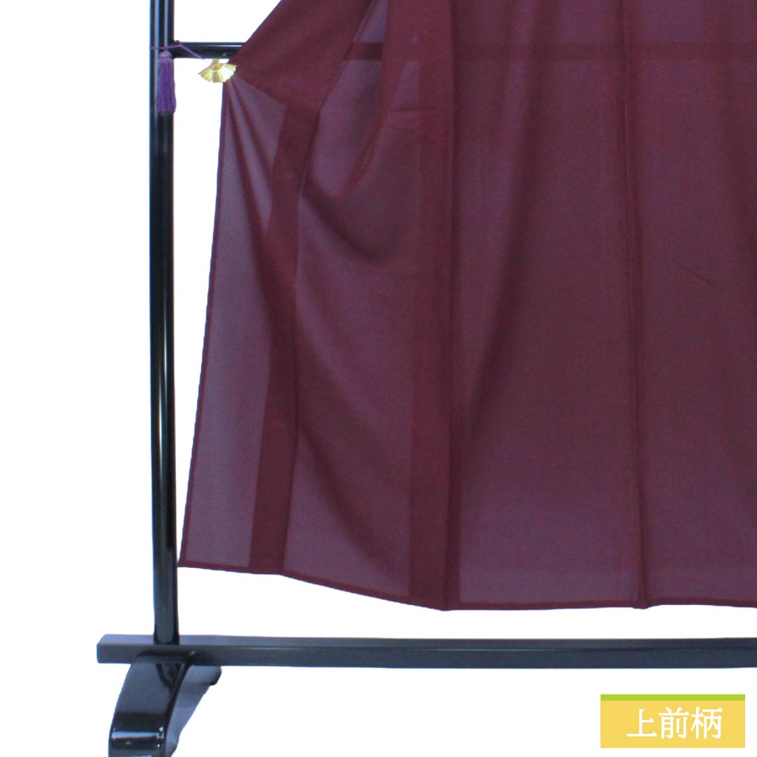 Summer item, pure silk iromuji kimono, rank A. Length 150cm, Yuki length 62cm. Mulberry color, plain design, mitsu-uroko pattern, one family crest. Ro (gauze weave), purple系. 1132003463120