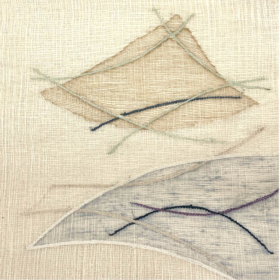Fukuro Obi (sash) in off-white (kinari-iro) Summer obi with abstract pattern Length: 430cm Pure silk B rank Point pattern Casual Cream color 1123007484315