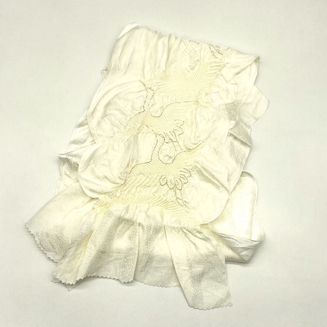 (New Old Stock) Obi-jime and Obi-age Set, Pure Silk, NEW Rank, Milky White, For Tomesode, Shibori, Classic Pattern, Length approx. 156cm, Width approx. 1.5cm, Formal, White-toned, 1141000391311