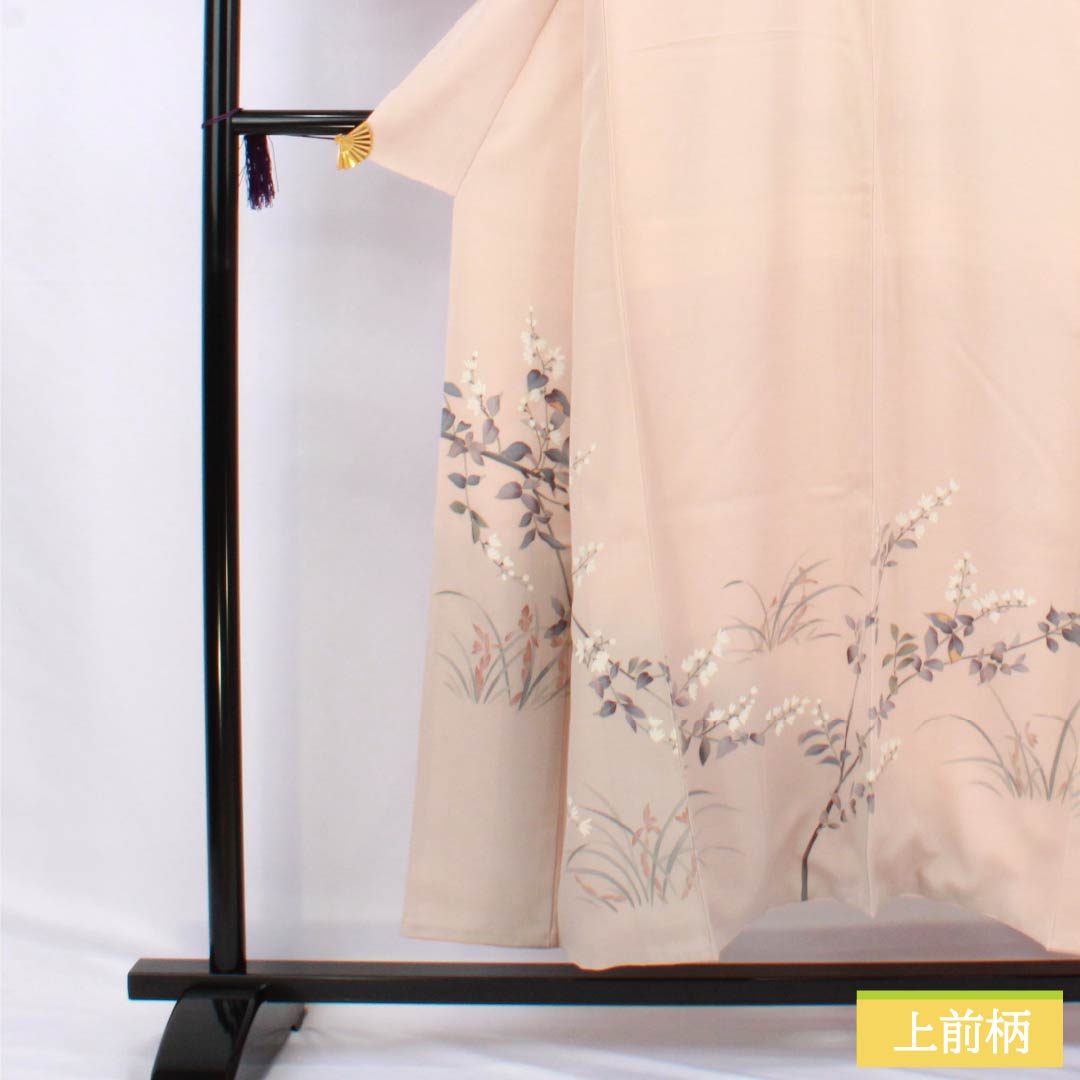 Visiting Kimono, Pure Silk, Grade A, Lined, Length 150.5cm, Sleeve Length 61cm, Otomeiro (Girl's Color), Kaga Yuzen, Floral, Pink, Product Number: 1112006203113