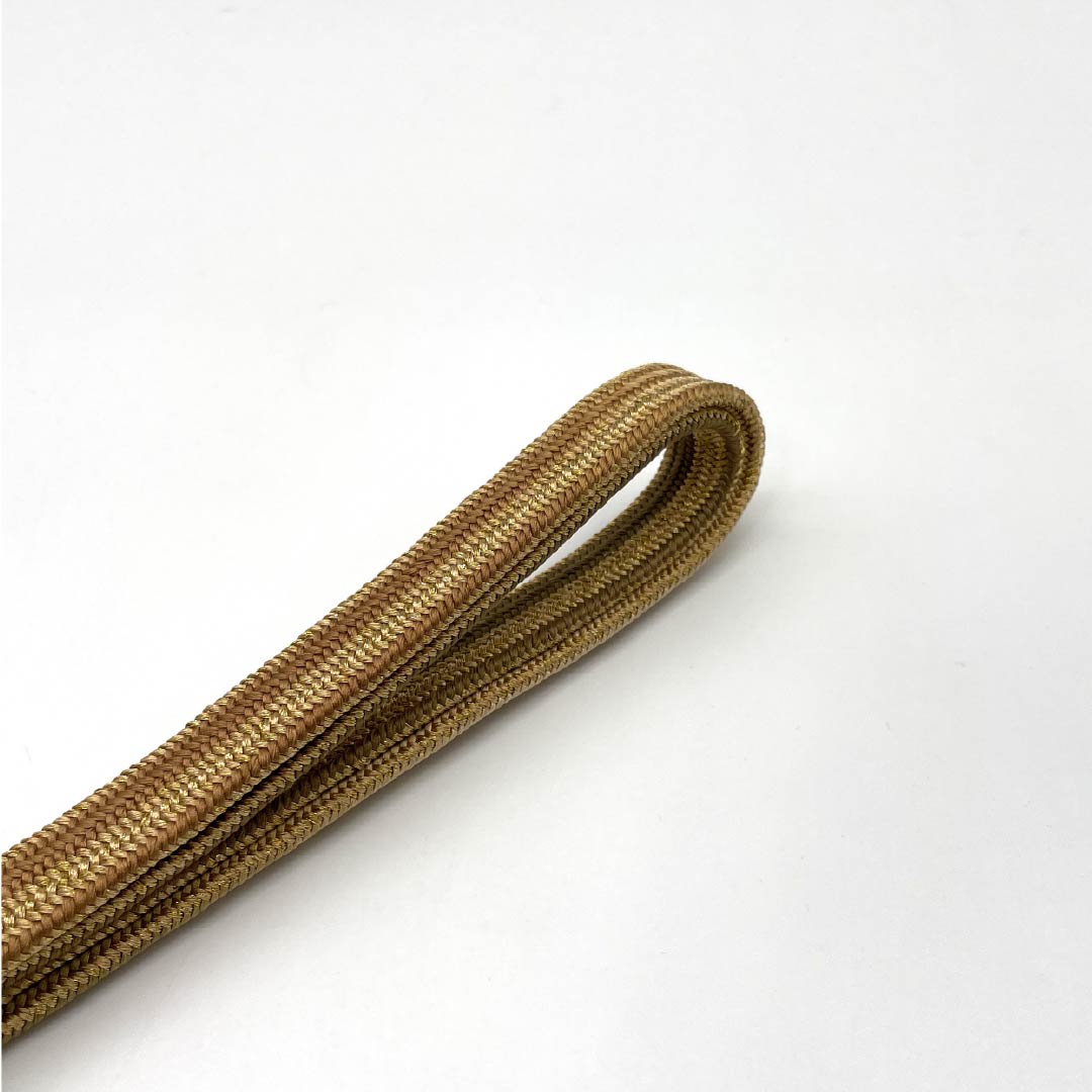(Brand New) Silk Obi-jime (Sash Band) in Harizuri Color (New Rank) by Hirata Braided Cord, Kai-no-kuchi Striped Yugen Dye, with Twisted Tassel, Approximately 156.5cm Long, Approximately 1.6cm Wide, Semi-Formal, Brown, Product Number: 1135005081314