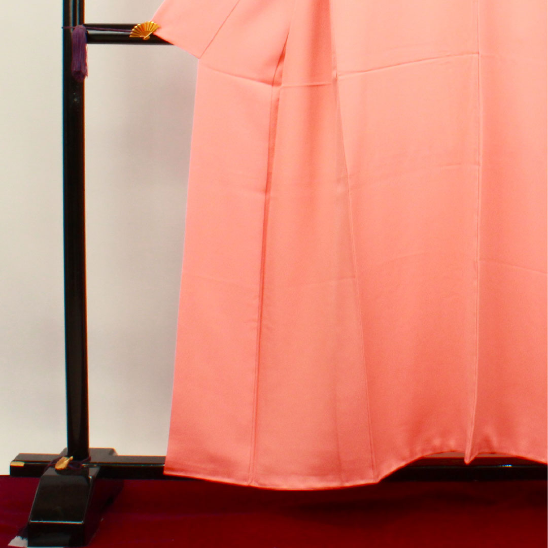 色無地 正絹 鴇色 素無地 梅鉢 身丈156.5cm 裄丈63.5cm 袷 Aランク ピンク系 1114000983313