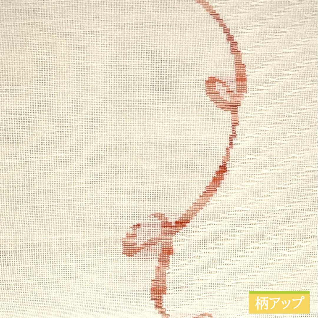 名古屋帯 正絹 Sランク 開き仕立て 乳白色(にゅうはくしょく) 幾何学模様 曲線 夏帯 帯丈366cm 六通 カジュアル 白系 1124013102311