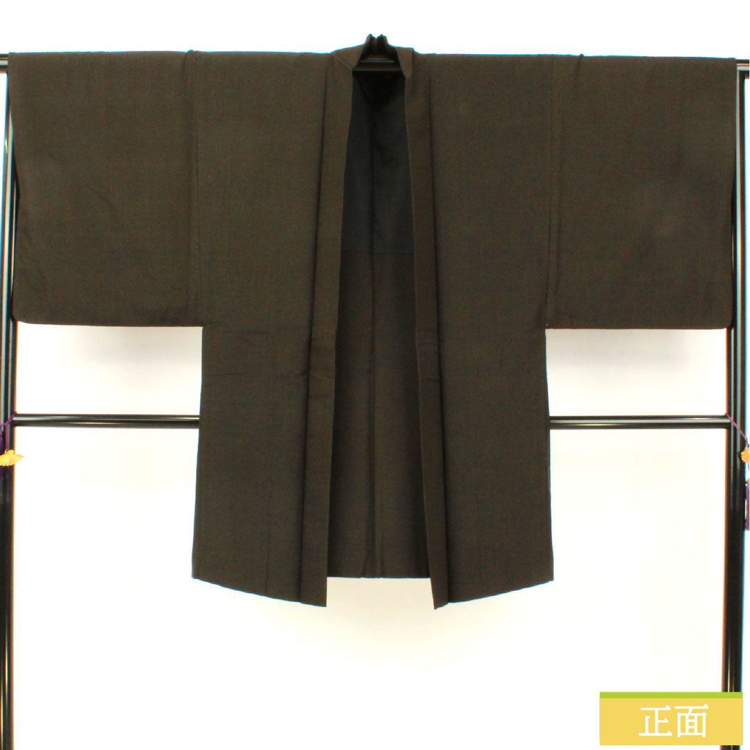 男物 正絹 Aランク 身丈96.5cm 裄丈68cm 縞 茶系 1119001553114