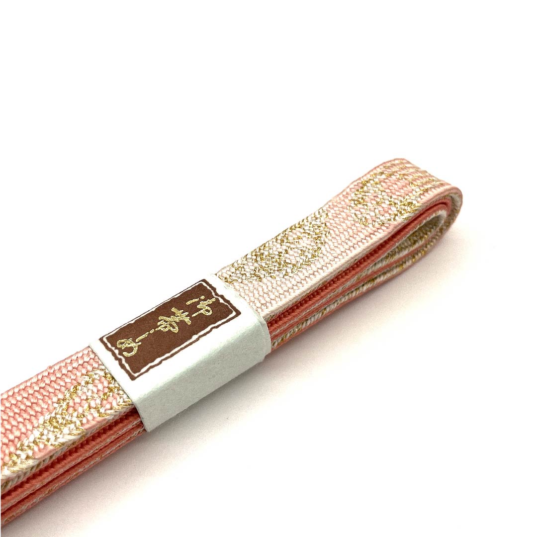(新古品) 帯締め 正絹 四分紐 洗朱色(あらいしゅいろ) 特選金銀糸 金属糸使用 新古品 長さ約159cm 幅約1.5cm セミフォーマル Sランク 橙系 1135001072926
