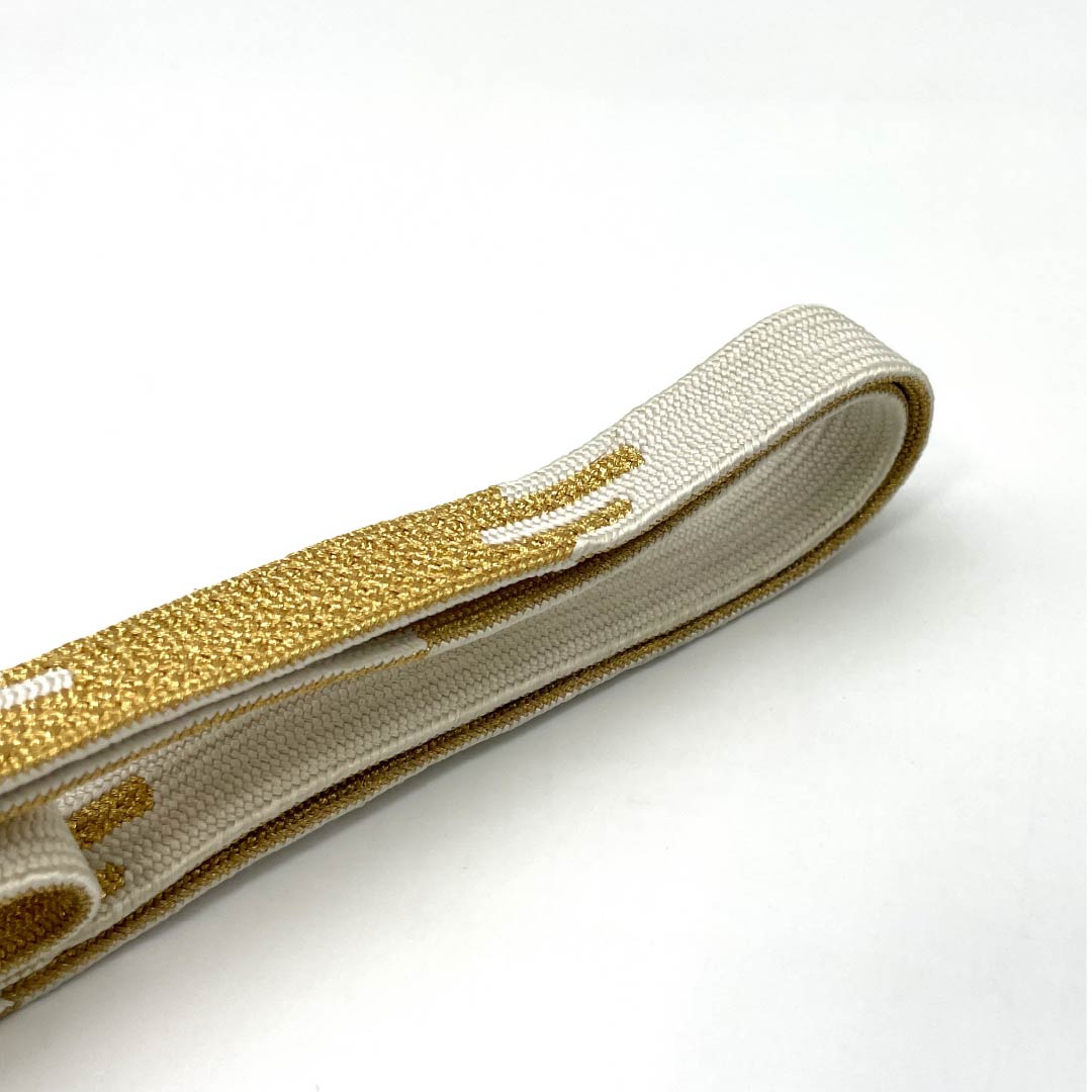 帯締め 正絹 Sランク 白金 平組 撚り房 長さ約157cm 幅約1.5cm 留袖用 白系 1135006102311