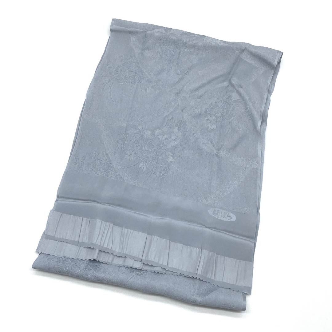 (Like new) Pure silk obijime and obiage set, light dull color, suitable for mourning wear, approximately 163cm long and 1.5cm wide, grayish-gray, product number 1141000201322