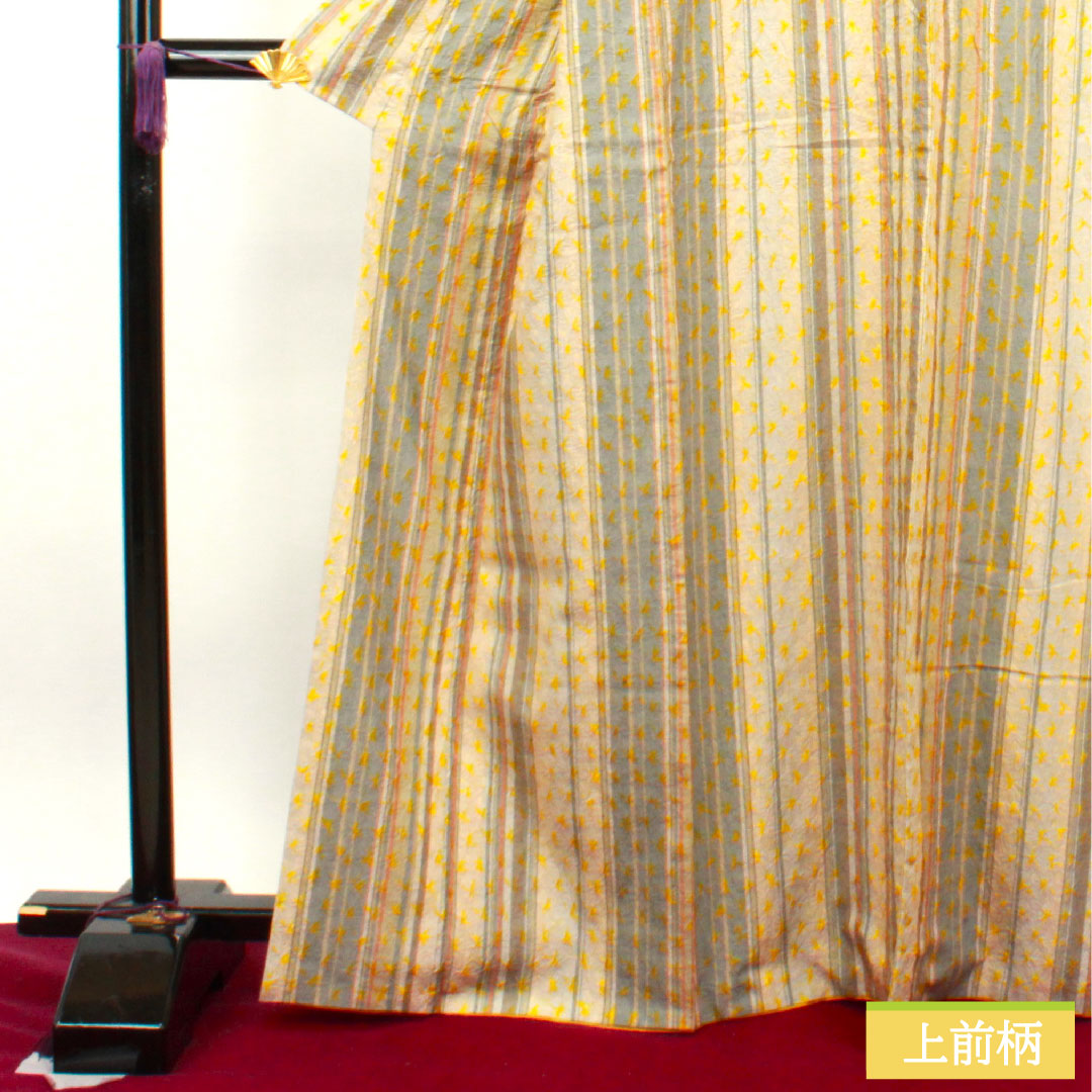 Komon, pure silk, length 165.5cm, sleeve length 64cm, lined, pongee fabric, tie-dye, stripes, S rank, gradation style, 1115003652599