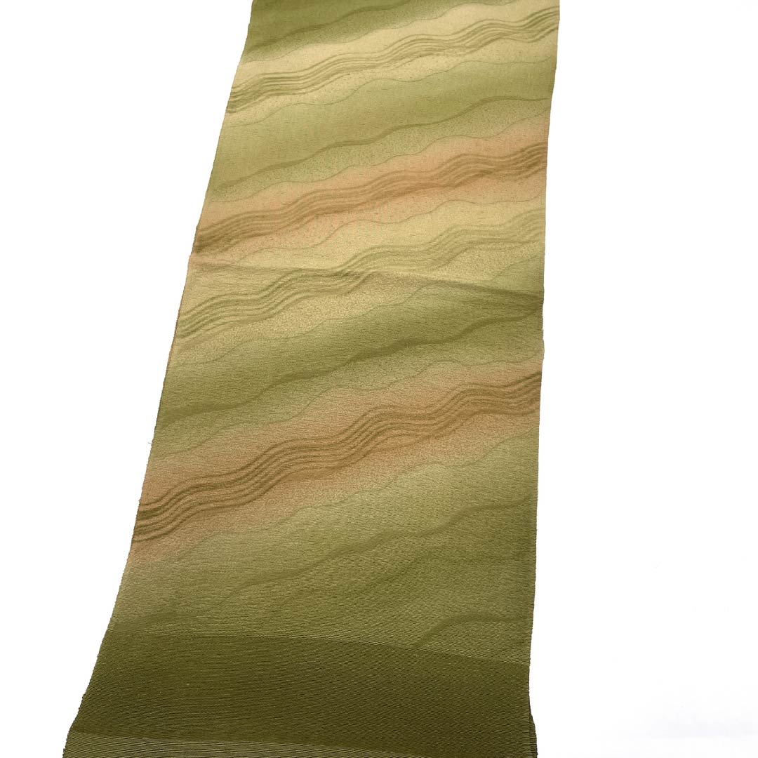 Obiage Silk S Rank Semi-formal Olive Green Abstract Pattern Length approx. 167cm Width approx. 31cm Green 1136002992919