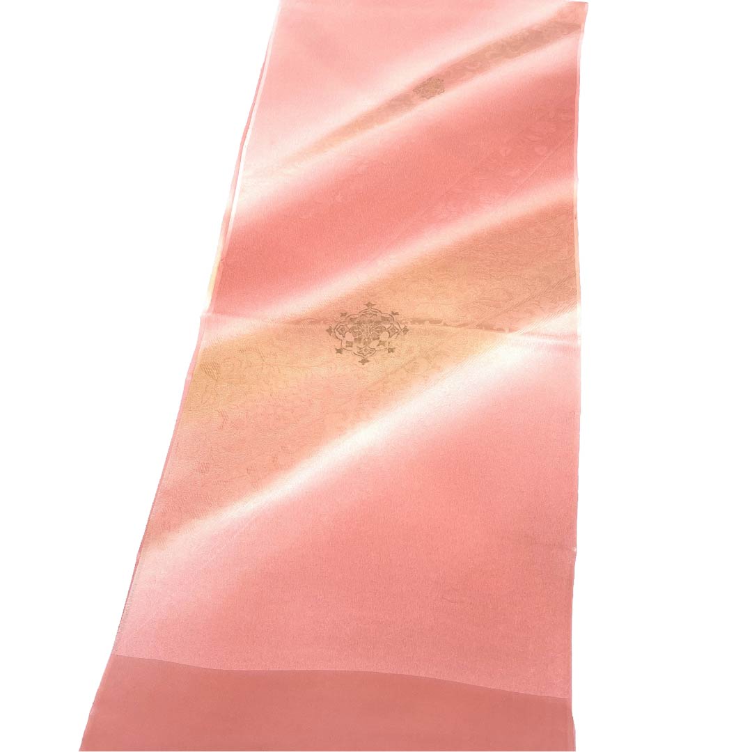 帯揚げ 正絹 Sランク セミフォーマル 曙色(あけぼのいろ) 東雲色(しののめいろ) 古典柄 華紋 長さ約176cm 幅約32cm ピンク系 1136003482913
