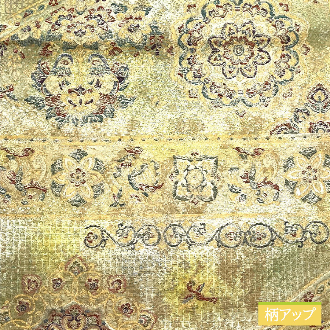 Fukuro Obi (sash), pure silk, A-rank, Nishijin-ori, with gold leaf detailing and a Shosoin pattern. Length: 426cm, six-fold, formal, gradient finish. Product number: 1123016043399