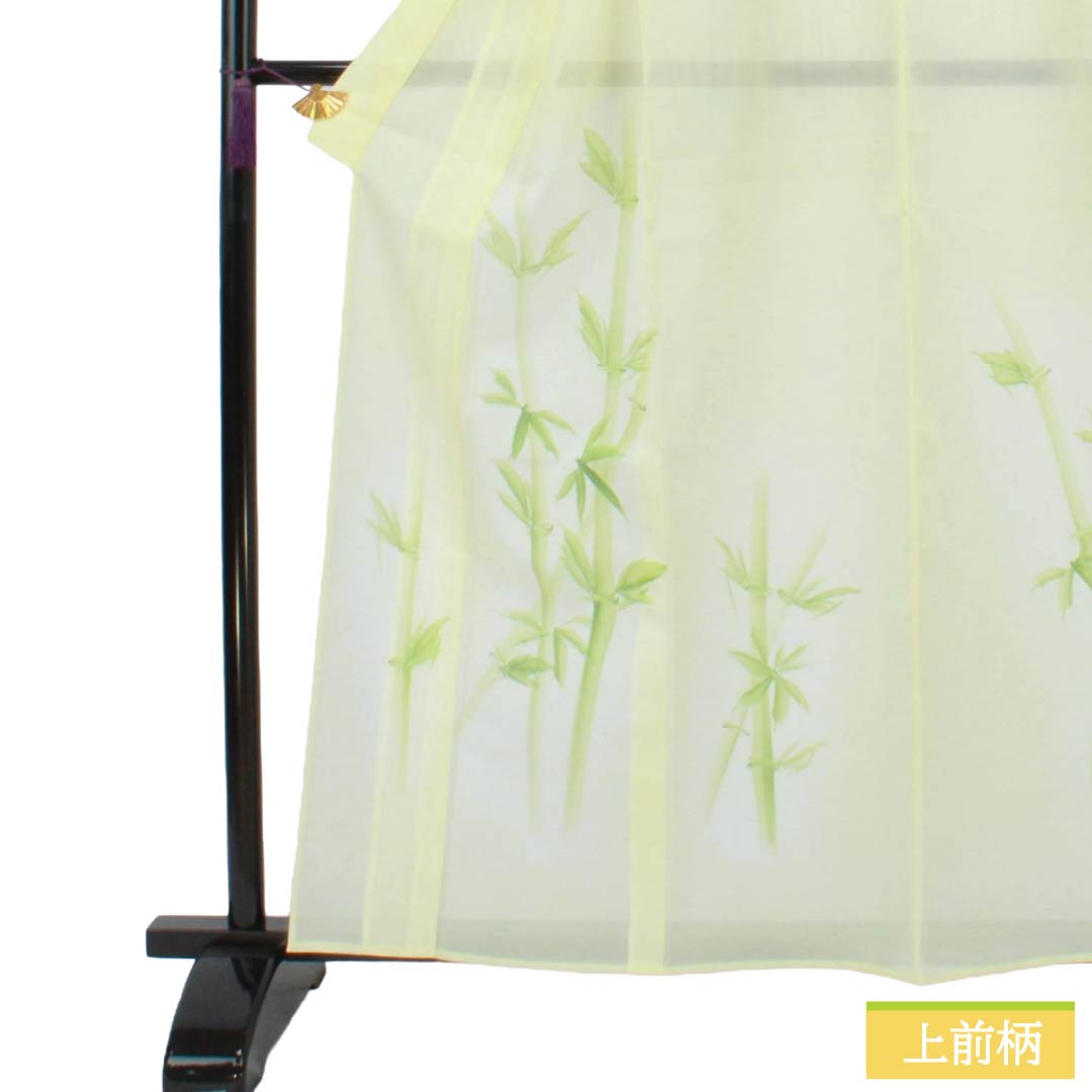 夏物 ポリエステル 訪問着 Aランク 身丈160.5cm 裄丈63cm 白百合色(しらゆりいろ) 竹 付下げ 洗える着物 絽 黄系 1132003453423