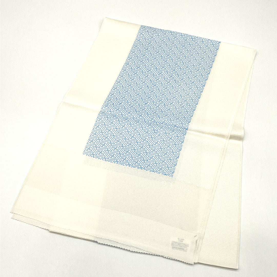 (Like new) S-Rank Silk Obiage (Sash) - Casual Style, Gofun-iro (White Powder-Colored) Saaya Pattern, Tango Chirimen (Crepe) - Classic Pattern, Approximately 184cm Long, Approximately 31cm Wide, White, Product Number: 1136001452911