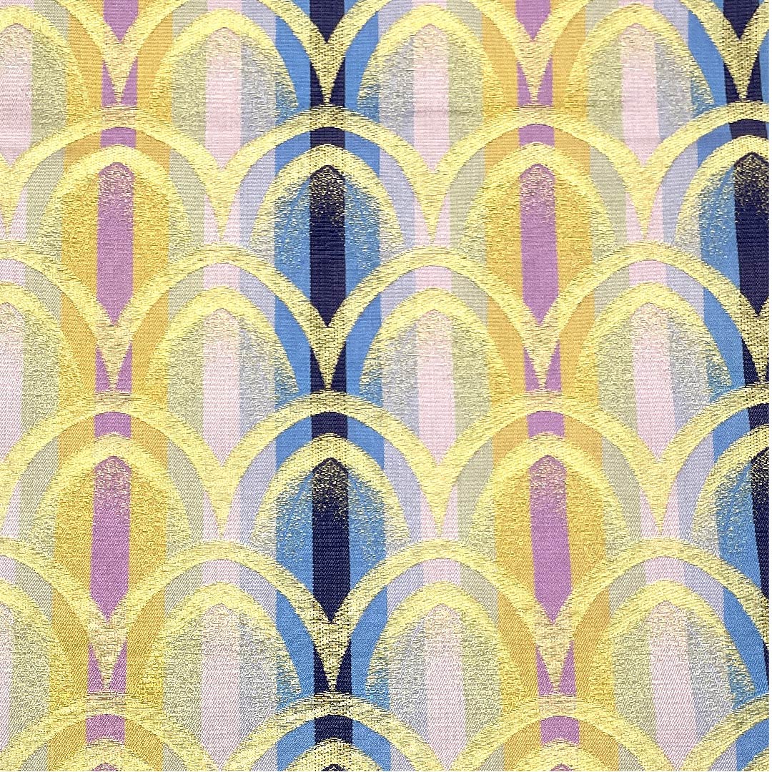 Nagoya obi, gradation, stripes, Seigaiha pattern, obi length 362cm, pure silk, A rank, full length, semi-formal, gradation, 1124003213399, open tailoring