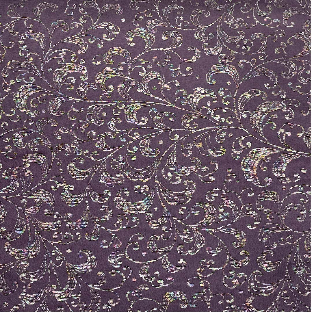 Fukuro Obi (purple raven-colored obi) with a chintz pattern by Kondaya Genbei, obi length 446cm, pure silk, S rank, six-pass, casual, purple, 1123006792320