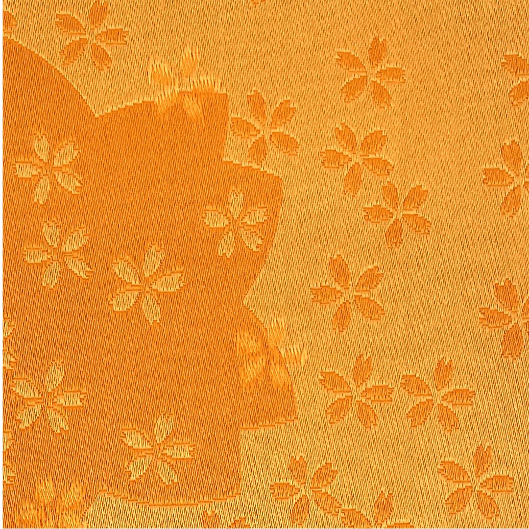 Half-width obi, polyester, obi length 348cm, orange, cherry blossom, floral pattern, reversible, orange, A rank, 1125001333326