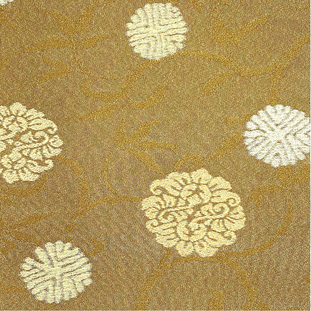 Nagoya obi, genuine silk, NEW rank, pine needle crests, Matsuba tailoring, obi length 368cm, Rokutsu, semi-formal, yellow-ochre, 1124001281323