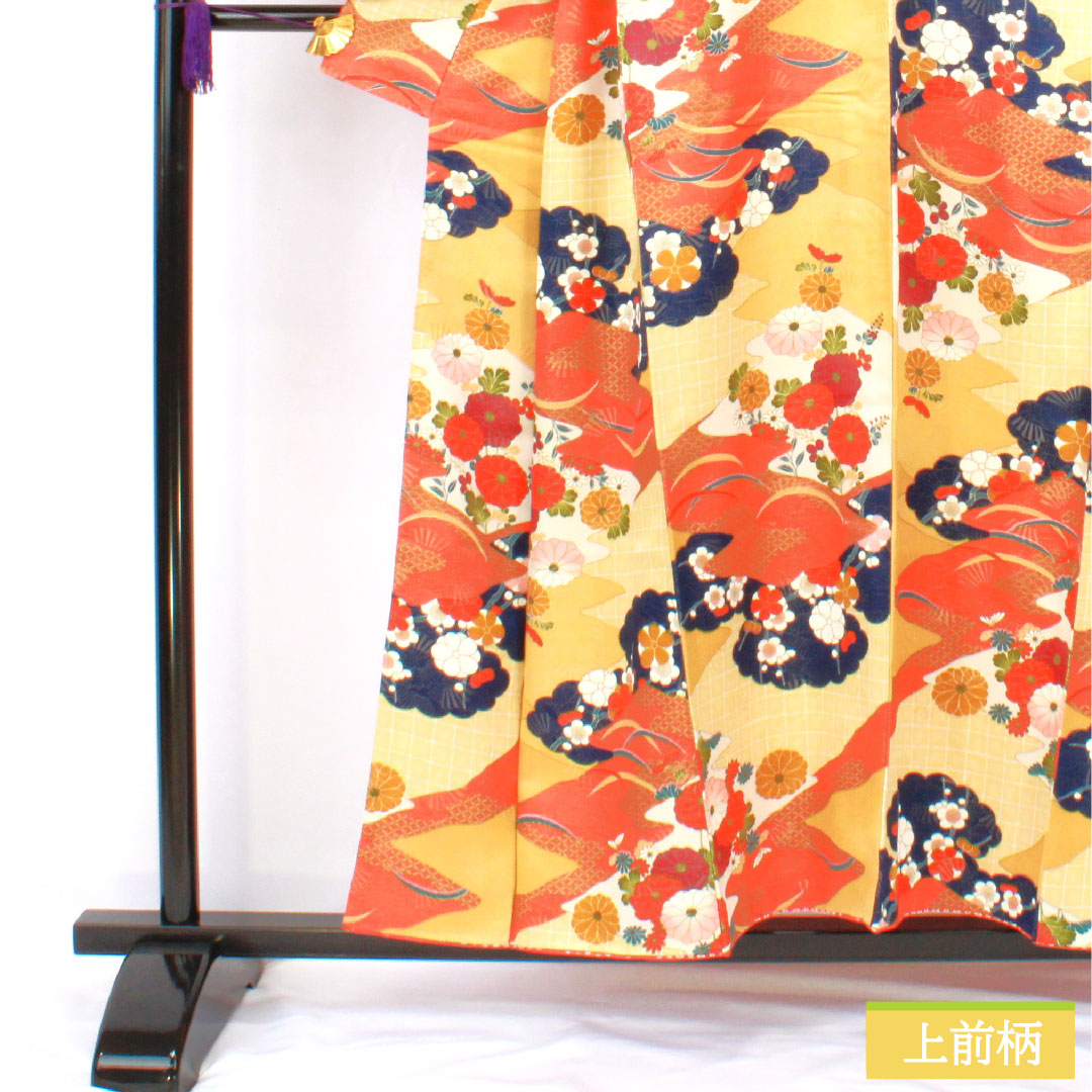 Komon, pure silk, length 153cm, sleeve length 62cm, lined, Kyo-Yuzen, auspicious pattern, A rank, gradation style, 1115004493299