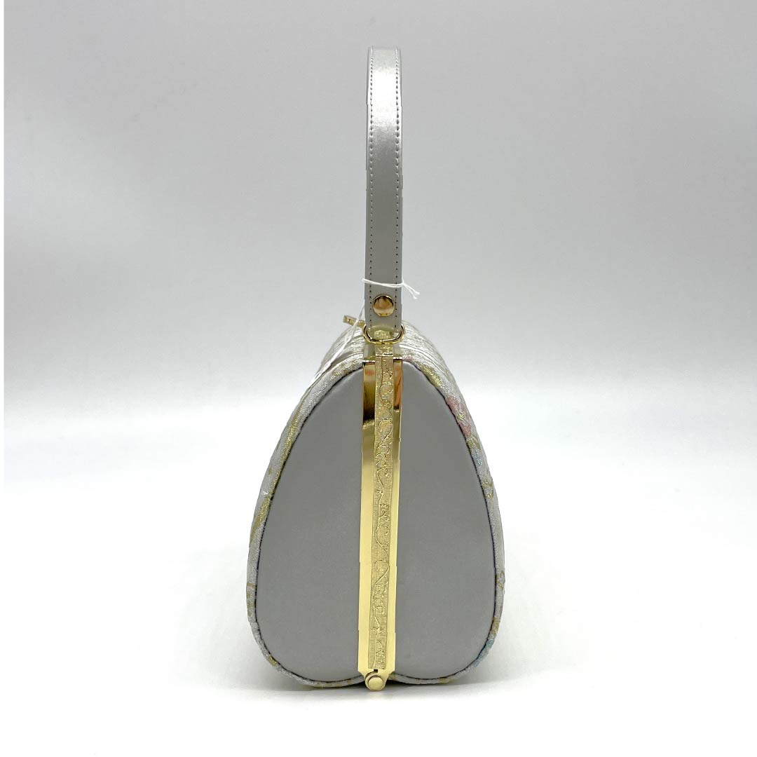 Formal Japanese style bag, silver (gin-iro), for Tomesode, Tachiwaku, classic pattern, beige, S rank, 113900016225