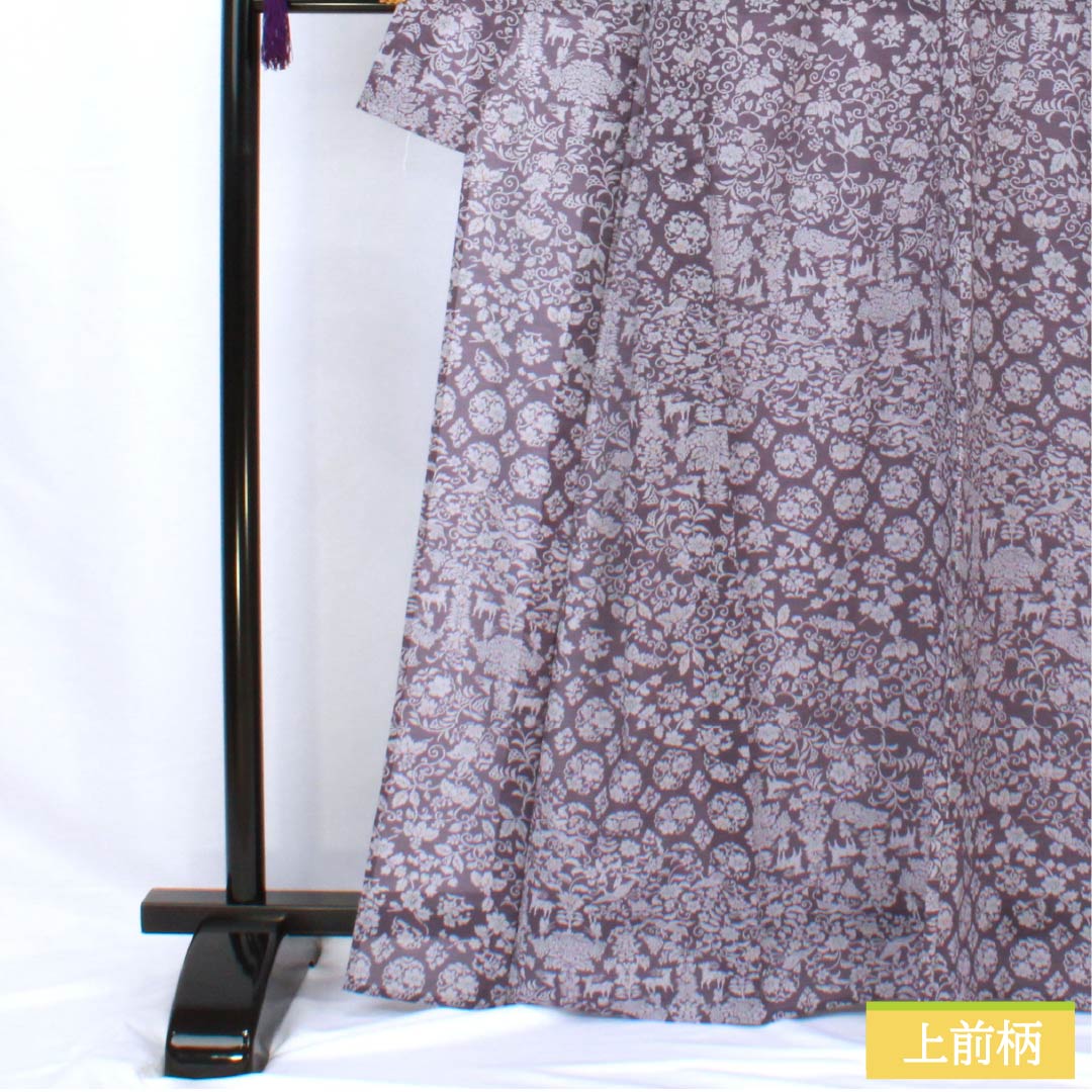 Summer kimono, polyester, small pattern, length 165.5cm, sleeve length 64.5cm, poppy purple, split, chintz pattern, washable kimono, gauze, S rank, purple, 1132002152520