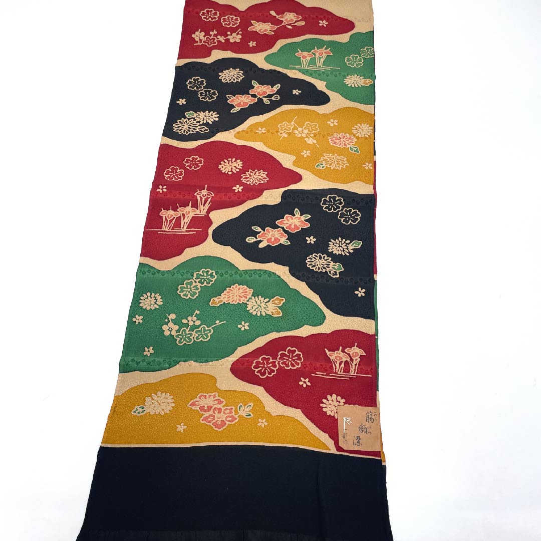 帯揚げ 正絹 Sランク セミフォーマル 土器色(かわらけいろ) ろうけつ染め 雲取り 花 長さ約173cm 幅約28.5cm ベージュ系 1136002702925