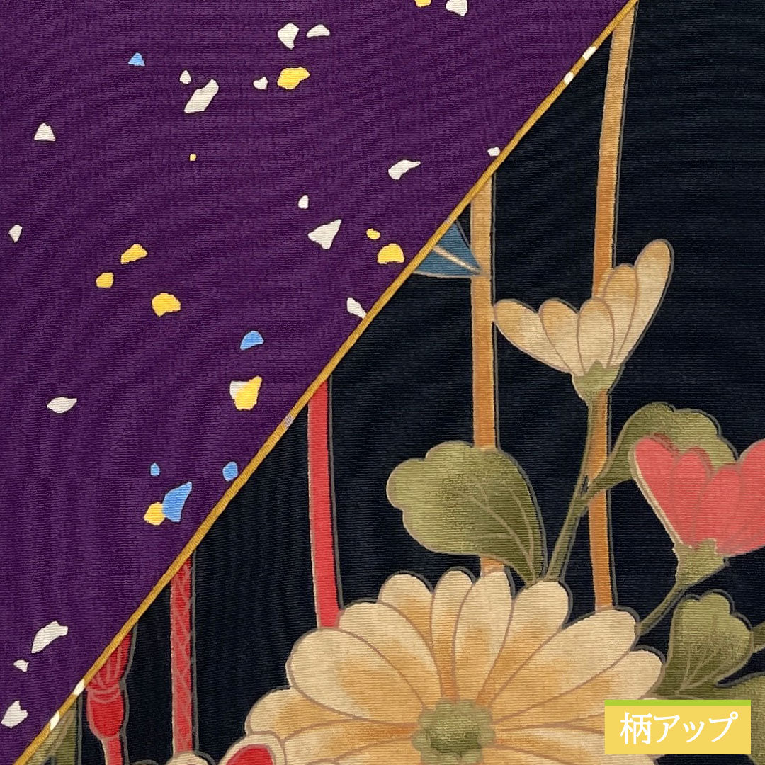 半幅帯 ポリエステル Sランク 染め帯 切り嵌め リバーシブル 菊 桜 帯丈428cm グラデーション系 1125002322499