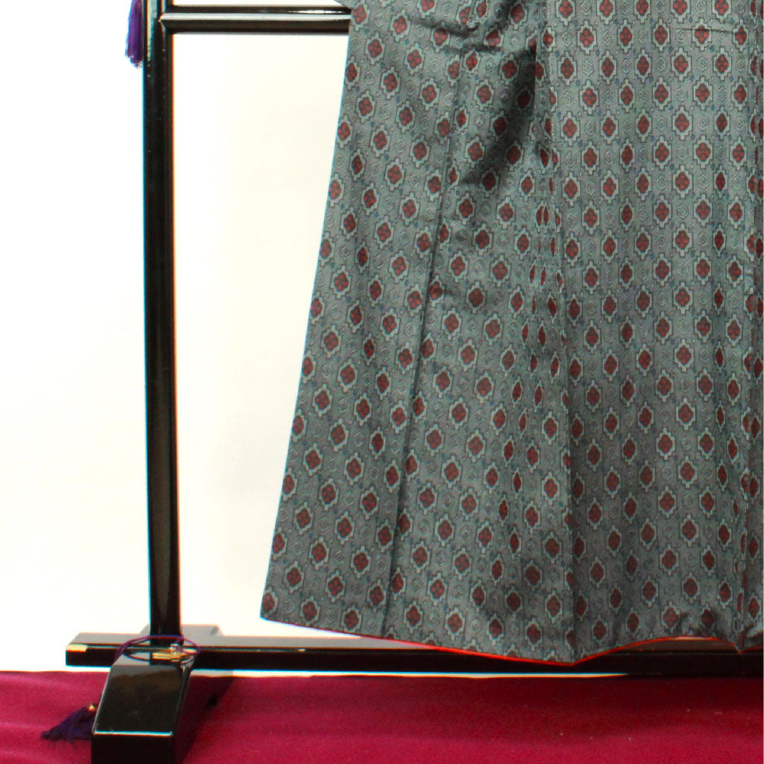 Murayama Oshima Length 154cm Sleeve length 63cm Geometric pattern Pure silk A rank Awase Navy blue 1116002133218
