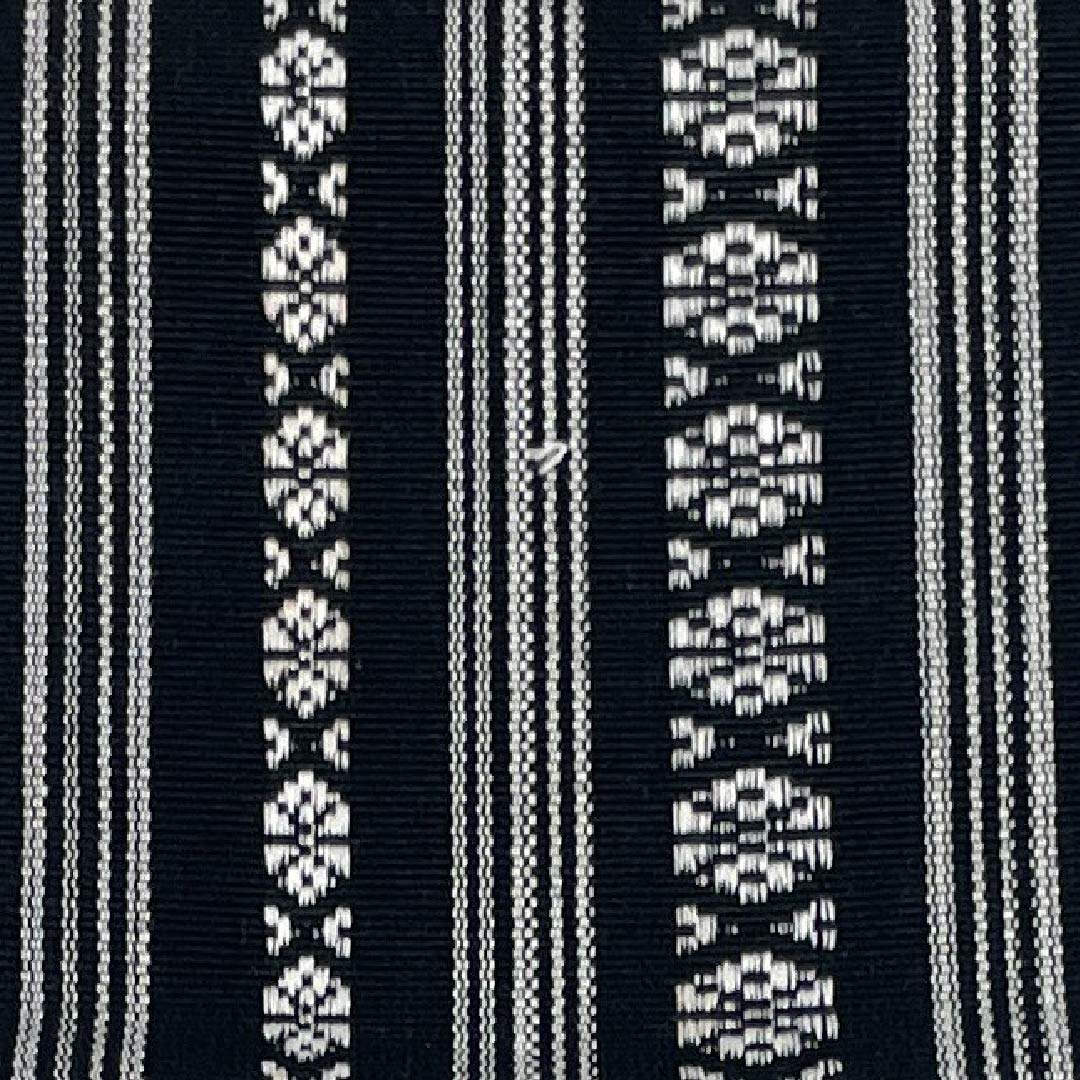 (Untailored) Cotton Kaku Obi (Sash), S-Rank, Kenjo Pattern, Hakata-ori, Length 404cm, Width 9.5cm, Black, 1134000542910