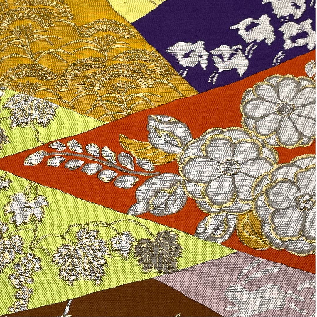 Fukuro Obi Gradient Auspicious Pattern Flower Houndstooth Rabbit Obi Length 440cm Pure Silk S Rank Six-way Semi-formal Gradient 1123009012399