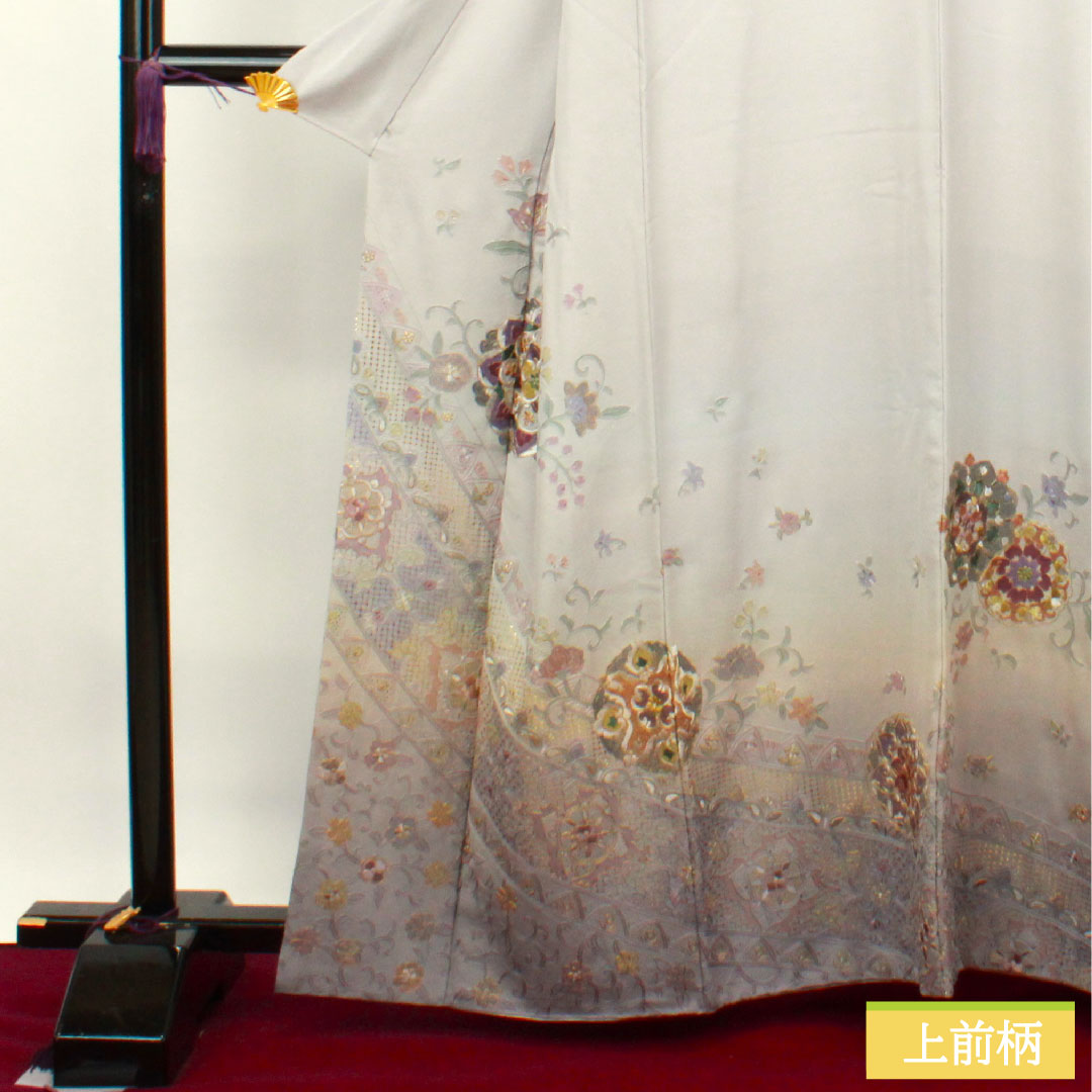 Homongi Pure silk Sleeve length 161.5cm Sleeve length 65cm Silver gray Suzhou embroidery Shantou embroidery Artist's work S rank Gray 1112003342422