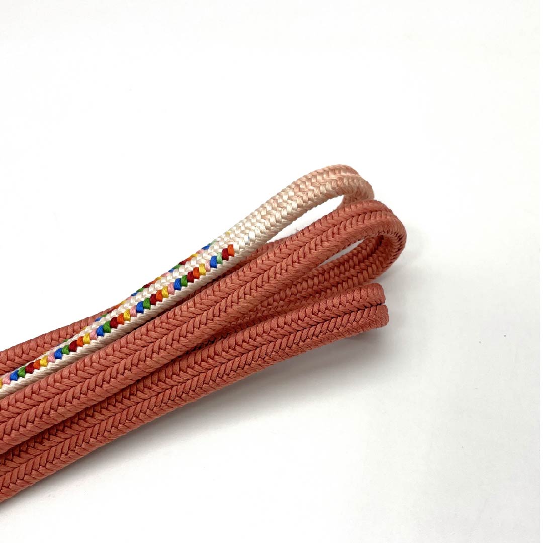 Obijime, pure silk, S rank, Choshun-iro (pinkish brown), Kumihimo, twisted fringe, length approx. 158 cm, width approx. 1 cm, casual, brown tones, 1135005942314