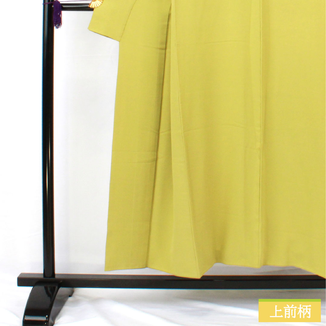 Plain color, pure silk, length 150cm, sleeve length 63cm, Wakanae-iro, plain color, one crest, different hawk feathers, lined, B rank, green, 1114001774119
