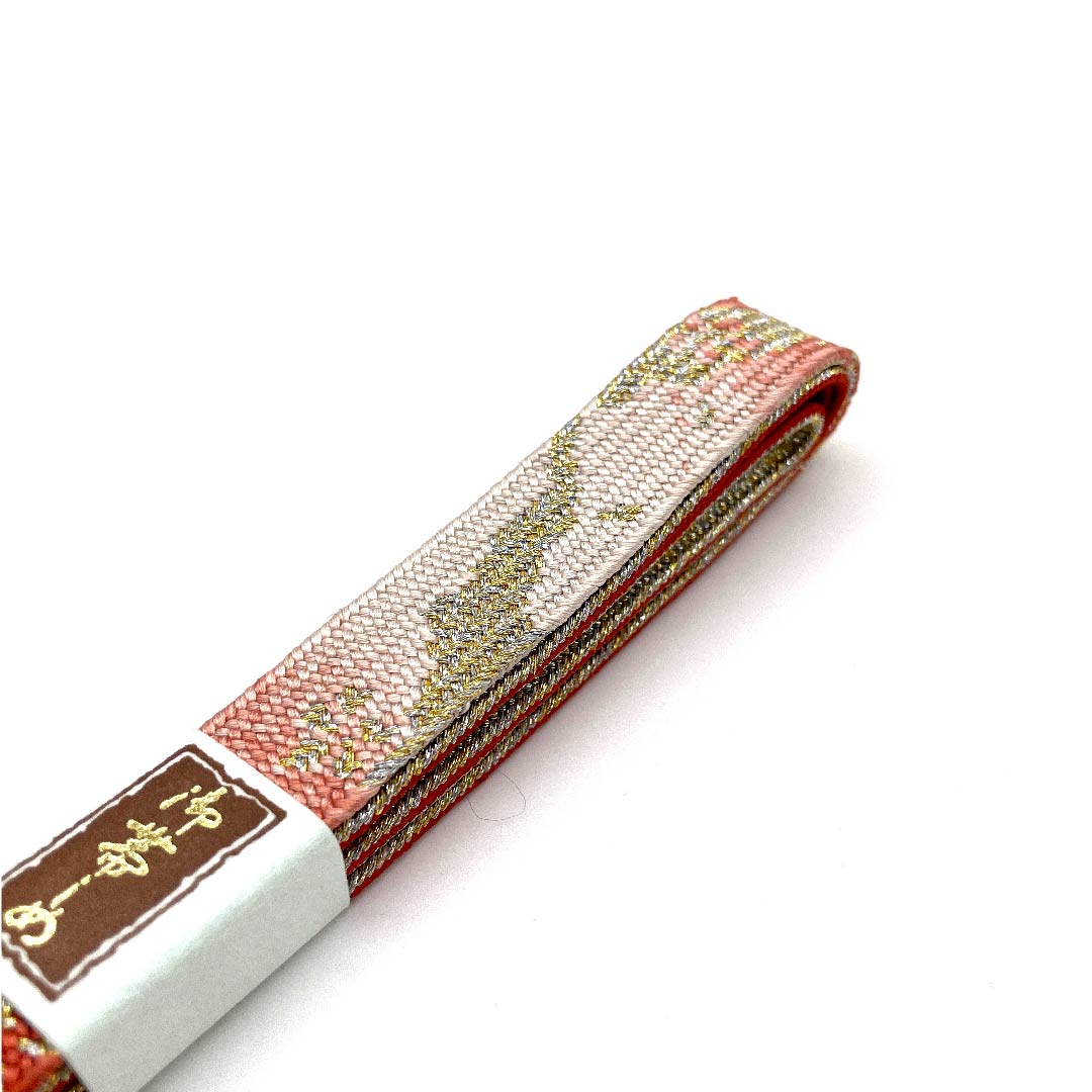 (新古品) 帯締め 正絹 四分紐 緋色(ひいろ) 金属色使用 新古品 長さ約159cm 幅約1.5cm セミフォーマル Sランク 橙系 1135002122326