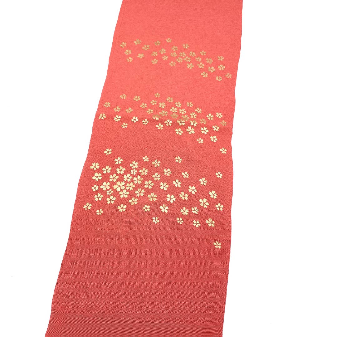 帯揚げ 正絹 Sランク セミフォーマル 梅重色(うめがさねいろ) 桜 長さ約168cm 幅約28.5cm ピンク系 1136004072913