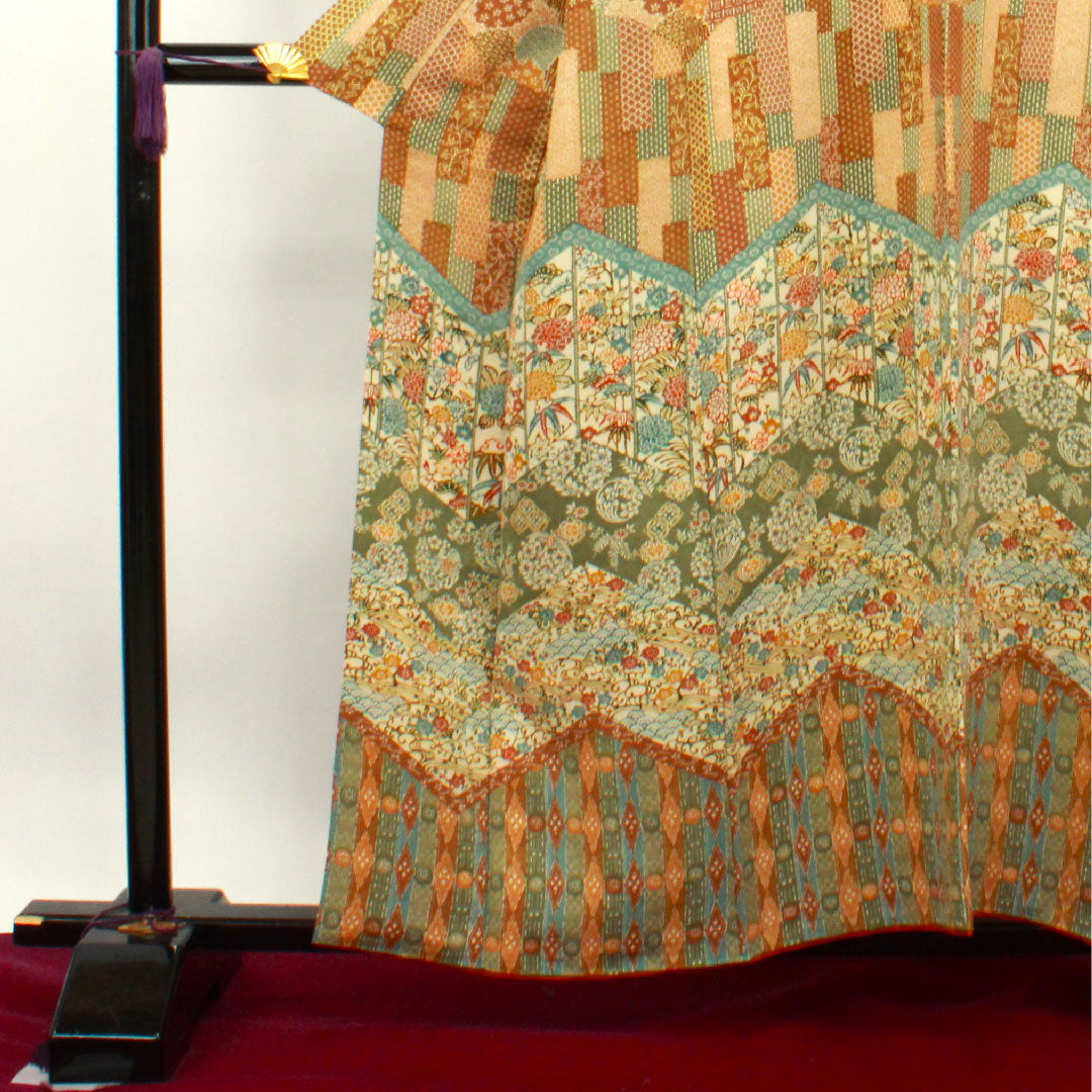 訪問着 正絹 袷 身丈158cm 裄丈63cm 京紅型 吉祥文様 Sランク グラデーション系 1112003212399