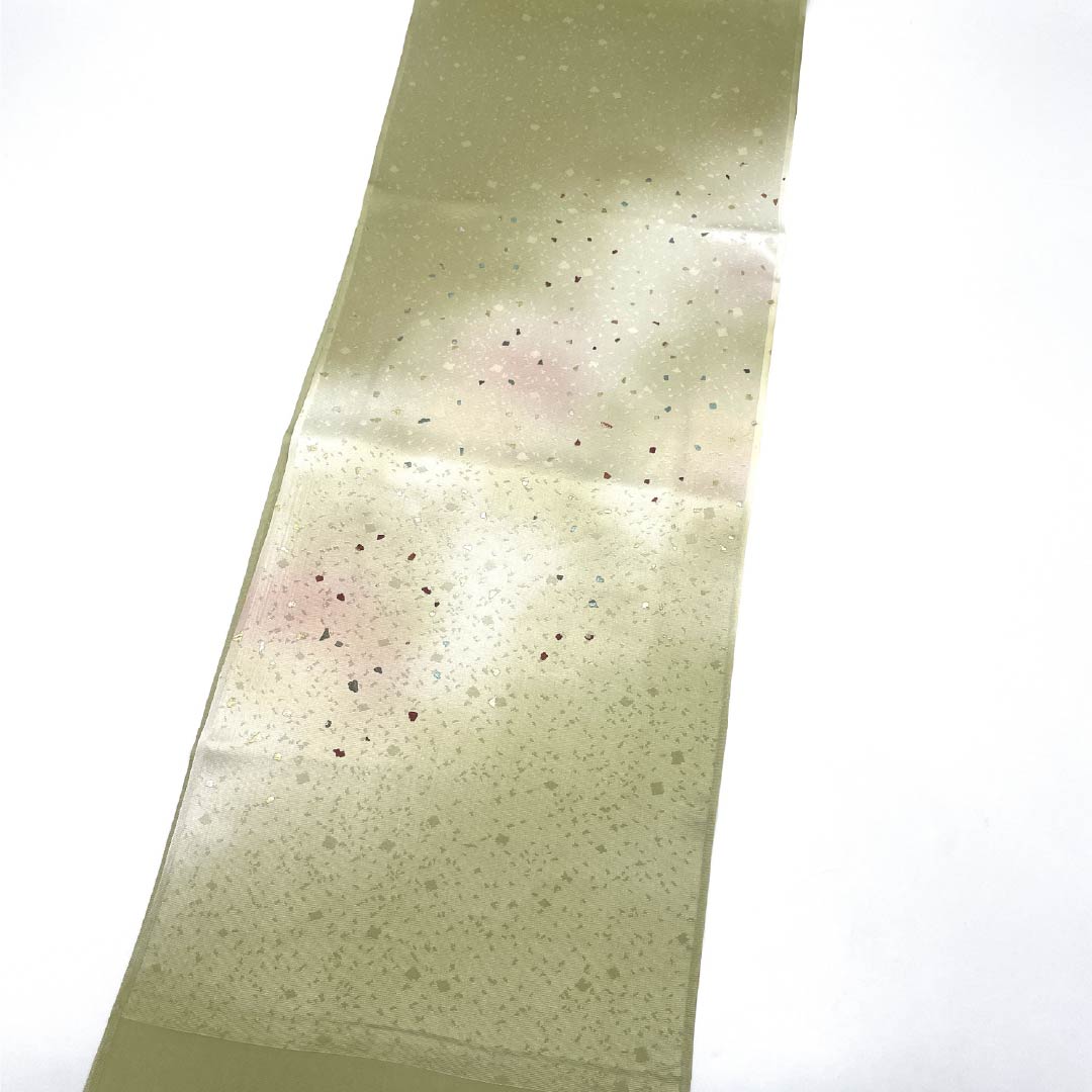 Obiage silk S rank semi-formal urayanagi-iro blurred arare length approx. 183cm width approx. 29.5cm green系 1136004522919