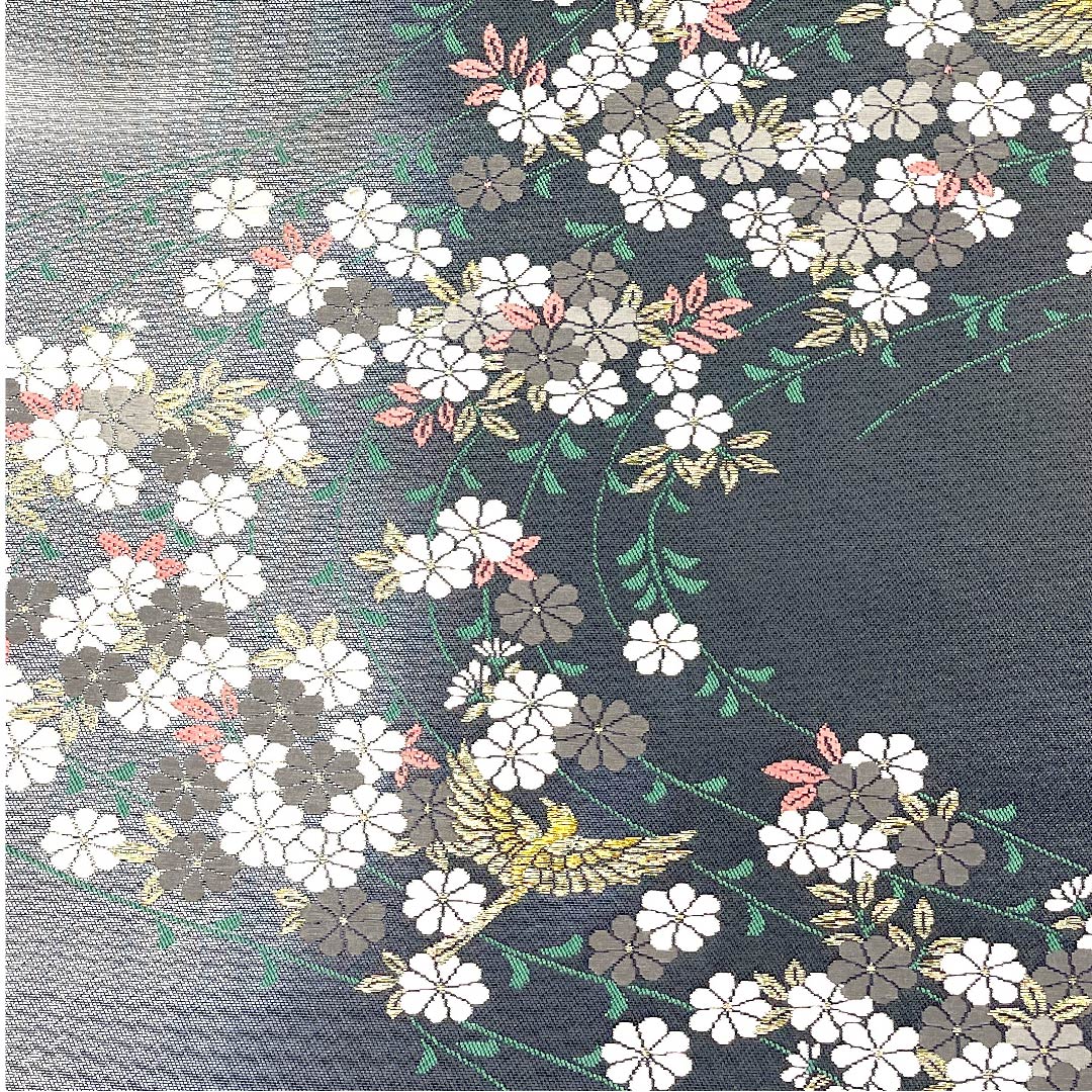 Fukuro Obi (Bag) in Noshime-iro (colored wrapping paper) with cherry blossoms, cranes and flowing water, obi length 430cm, pure silk, A rank, six-way, formal, gray, 1123002923322