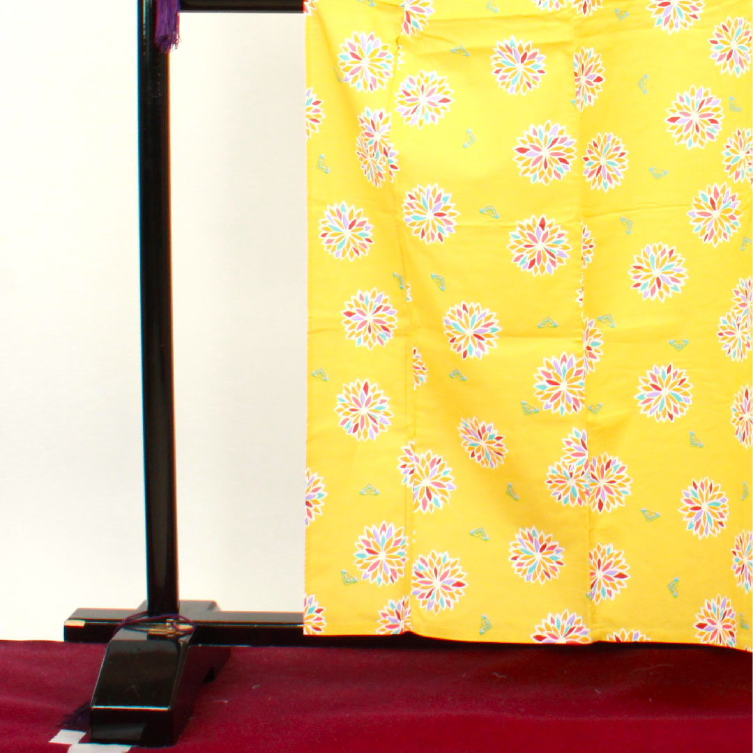 Yukata, Shishigoto color, abstract pattern, cotton, S rank, single layer, length 160.5cm, sleeve length 64cm, yellow, 1118001232423
