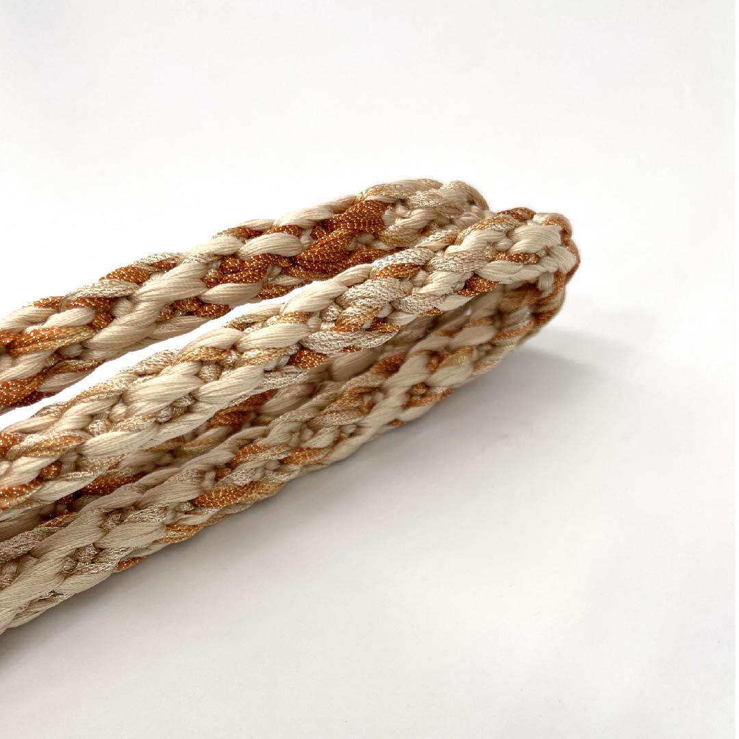 Obijime, pure silk, S rank, usukouiro (light beige), marugumi, length approx. 152cm, width approx. 1cm, casual, beige tones, 1135006132325
