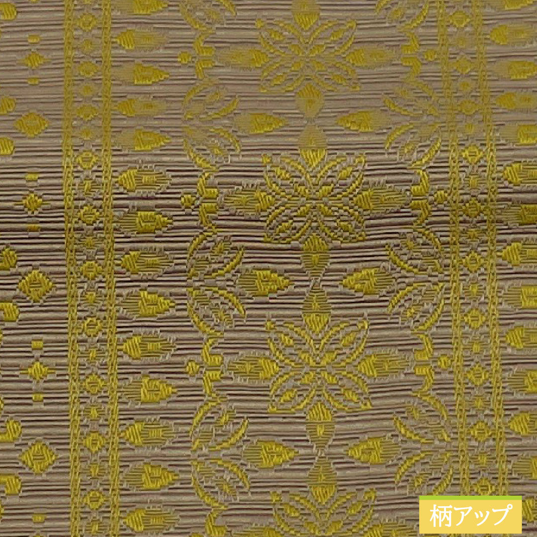 (New) Half-width obi, polyester, NEW rank, deep olive green (kokubōshoku), dark reddish-brown (shuan'iro), geometric pattern, abstract floral pattern, reversible, obi length 400cm, brown tones 1125002591414