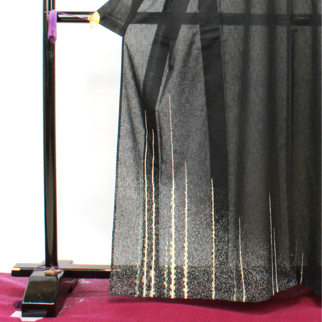 夏物 正絹 訪問着 身丈164cm 裄丈63cm 抽象模様 紗 Sランク 黒系 1132001322410