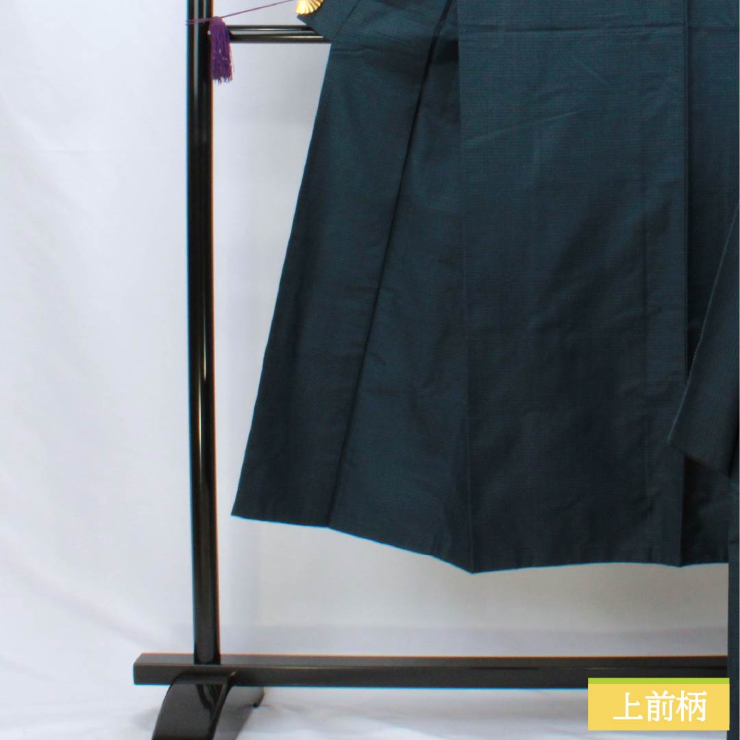 Men's pure silk S-rank kimono, length 139.5cm, sleeve length 64cm, Berlin blue (Berence blue) geometric pattern ensemble, with haori cord, lined, blue, 1119001302317